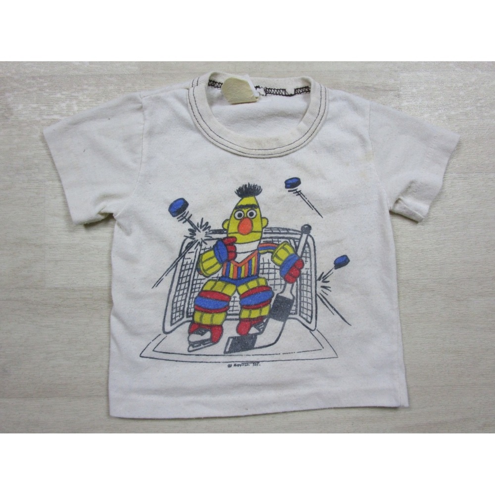 Vintage 70s Sesame Street Bert T-Shirt Kids (2T) Hockey JC Penney Toddletime - Picture 1 of 13